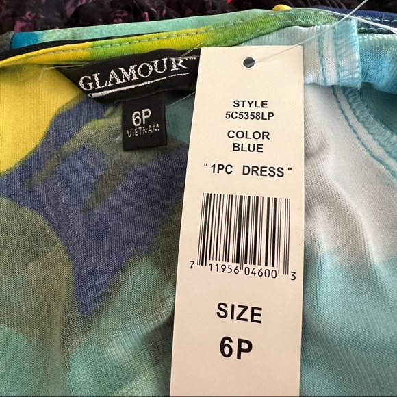 NWT! Glamour Green/Blue/Yellow Maxi Dress Sz 6P - Picture 9 of 10